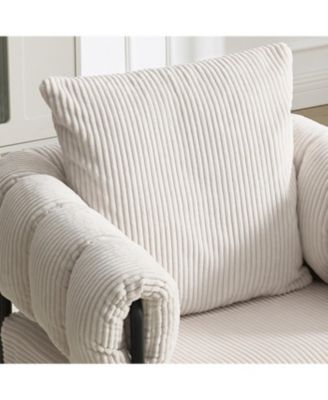 Streamdale Modern Teddy Fleece Upholstered Chair with Gold Metal Legs, Creamy White