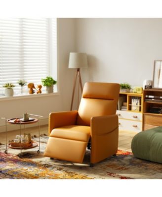 Streamdale Brown Leather Electric Recliner Chair with Footrest & Padded Seat