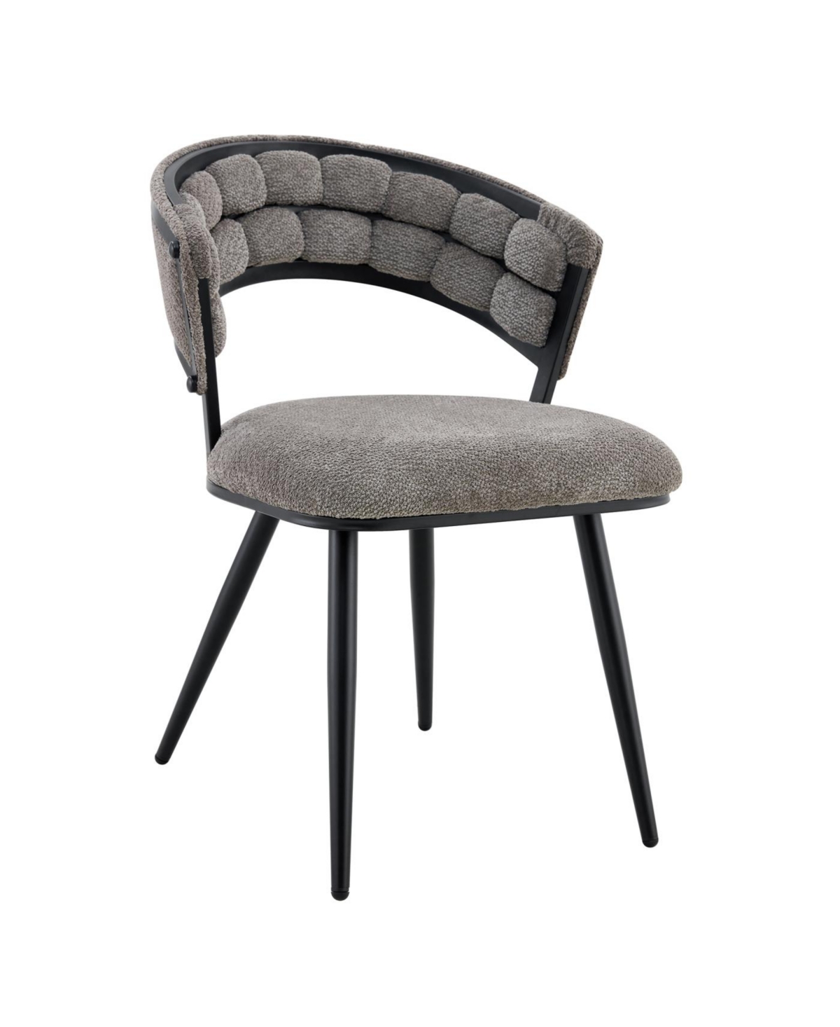 Streamdale Set of 2 Gray Velvet Dining Chairs with Black Legs