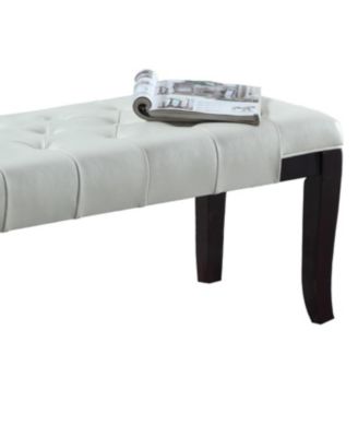 Streamdale Linon Tufted Bench, Faux Leather, White