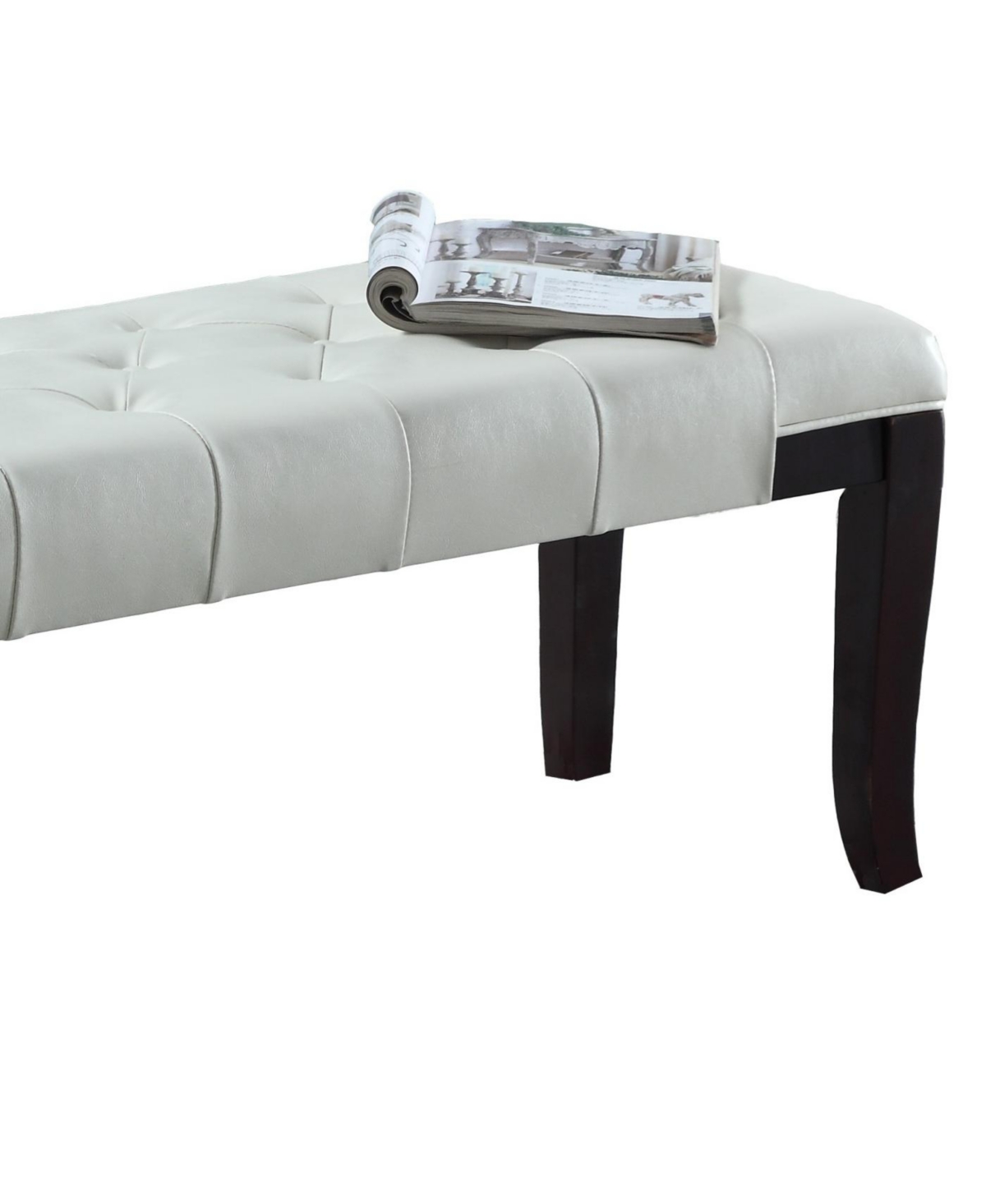 Streamdale Furniture Streamdale Linon Tufted Bench, Faux Leather, White