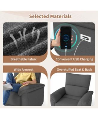Streamdale Wall Hugger Zero Wall Power Recliner Chair with USB (Dark Gray)