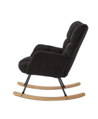 Streamdale Teddy Fabric Glider Rocking Chair with Metal Frame - Dark Gray