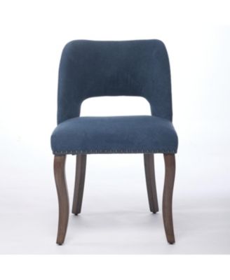 Streamdale Wooden Dining Chairs Set of 2, Modern Fabric Upholstered Kitchen Chairs, Blue