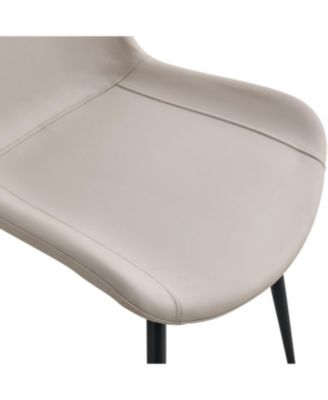 Light gray faux leather dining chair with curved cushion, black metal legs (4 chairs)