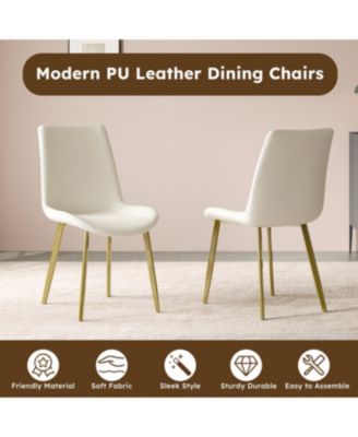 Streamdale Dining Chairs Set of 4, Modern PU Leather Metal Dining Chairs - White
