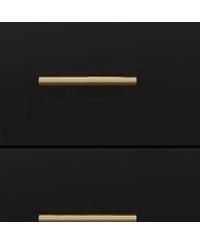 Streamdale Wooden Corner Bar Cabinet with Shelves and Drawers, Mirrored Back - BLACK