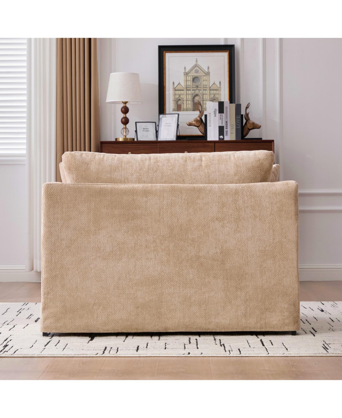 Streamdale Furniture Modern Farmhouse Performance Accent Chair with Black Metal Legs, Wheat