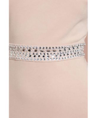 Women's Embellished Waist Ponte Midi Dress