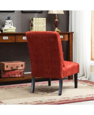 Streamdale Pisano Contemporary Chenille Fabric Armless Chair with Pillow, Red