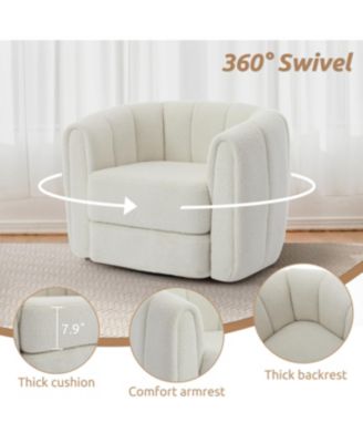 Swivel Accent Barrel Chair, Modern Upholstered Armchair for Living Room