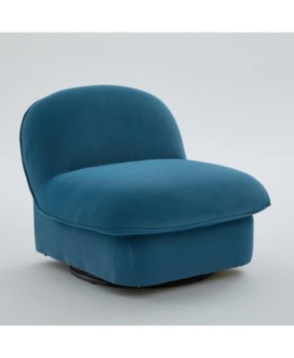Velvet Swivel Chair with 360-degree Metal Base