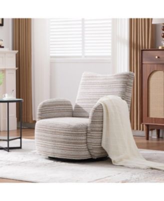 Streamdale Modern 360 Swivel Leisure Chair with Striped Armrest