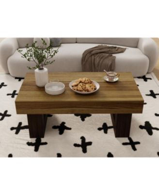 Streamdale 42" Rustic Brown Wood Farmhouse Coffee Table with Sturdy Base