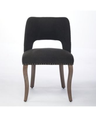 Wooden Dining Chairs Set of 2, Modern Fabric Upholstered Kitchen Chairs, Black