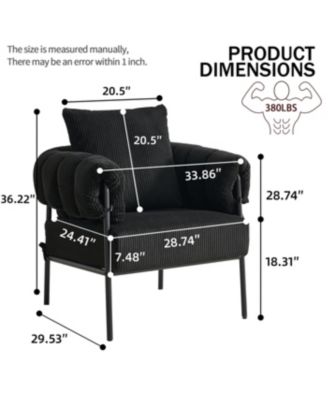 Modern Teddy Fleece Chair with Gold Legs, Black