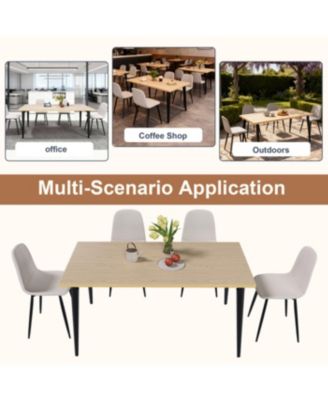 Streamdale 63" Farmhouse Industrial Dining Table Set w/ 4 Beige Chairs, Iron Legs