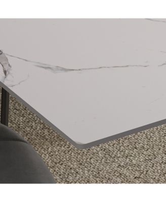 Modern Expandable Dining Table w/Retractable Leaf, Charred Stone & Black Base