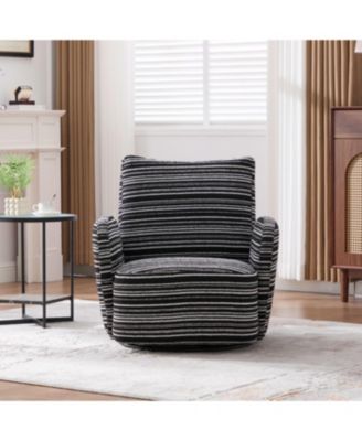 Streamdale Modern Style Swivel Leisure Chair with Striped Armrest