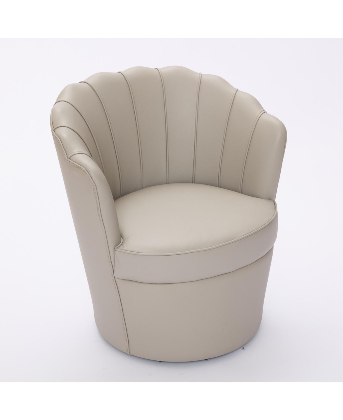 Streamdale Furniture Cream Petal Swivel Chair - 360 Spin, Genuine Leather Wing-Back Desk Chair