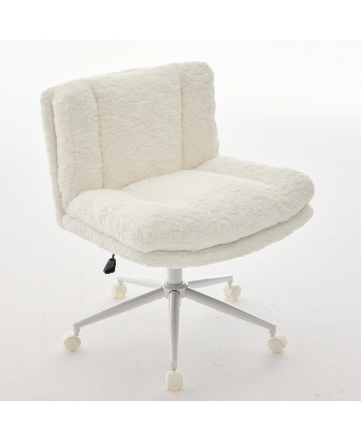 Streamdale Cream Artificial Rabbit Hair Office Chair with Metal Base