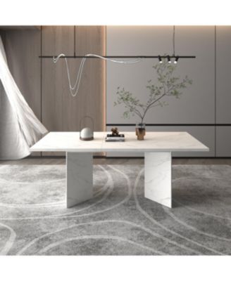 Streamdale Extendable Faux Marble Dining Table (Seats 6-10