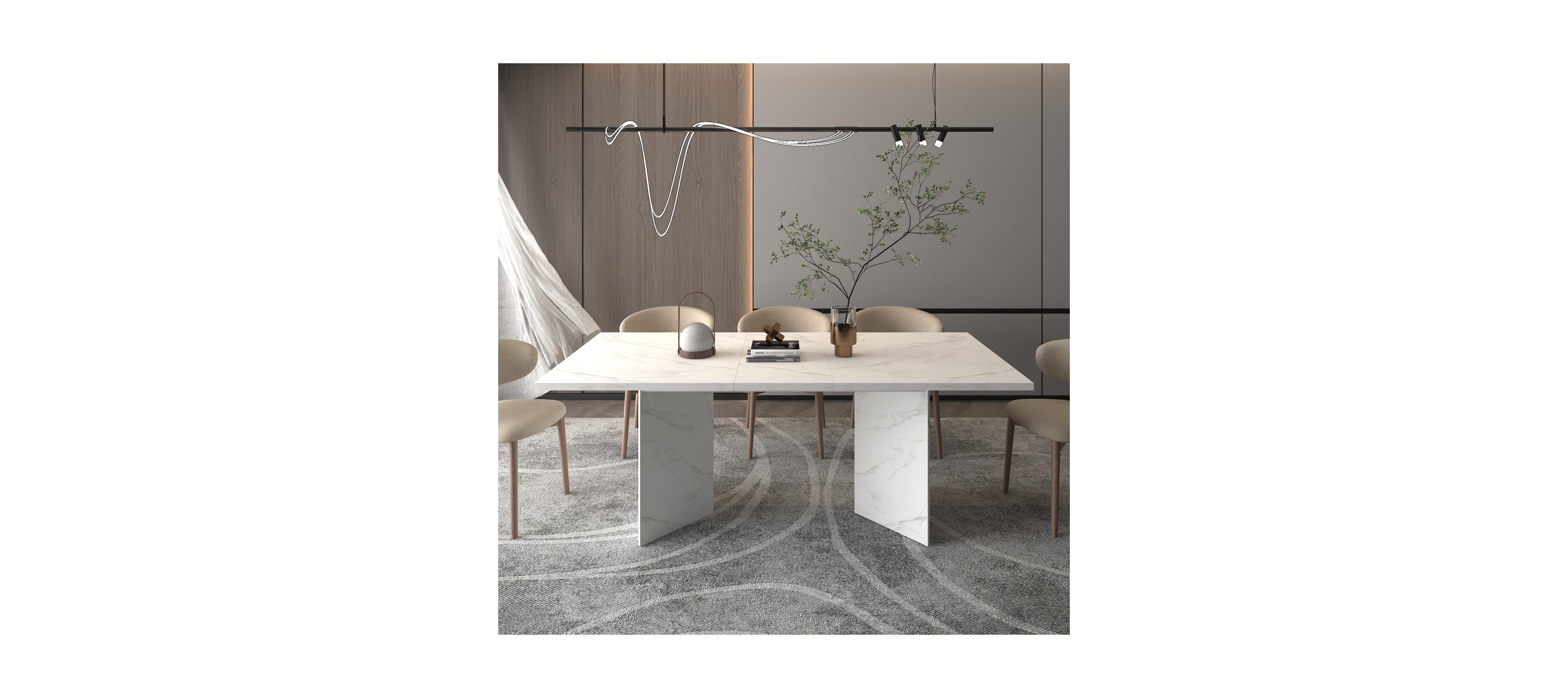 Streamdale Furniture Extendable Faux Marble Dining Table (Seats 6-10)