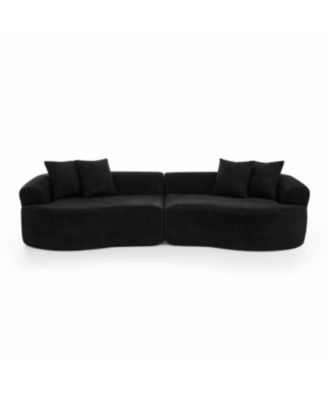Streamdale Modern Cloud 4-Seater Curved Sectional Sofa, Minimalist Black Chenille Couch