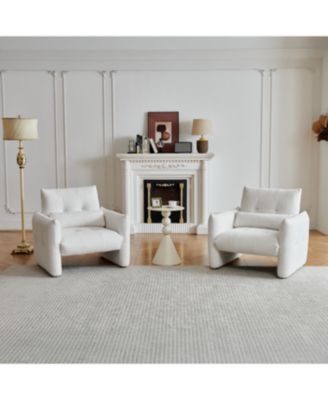 Streamdale Modern Tufted Accent Chair with Velvet Upholstery and Lumbar Pillow