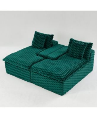 Green Turtle Velvet Double Chaise Lounge Sofa