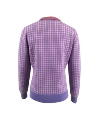 Bellemere Women's New York Merino Tweed Pullover With Pearl Polo Collar Sweater