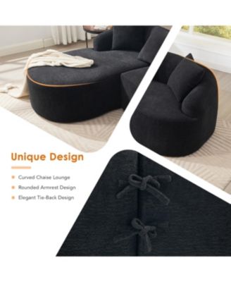 Streamdale Compression L-Shape Sectional Sofa with Curved Chaise, Black Modular Chenille Couch