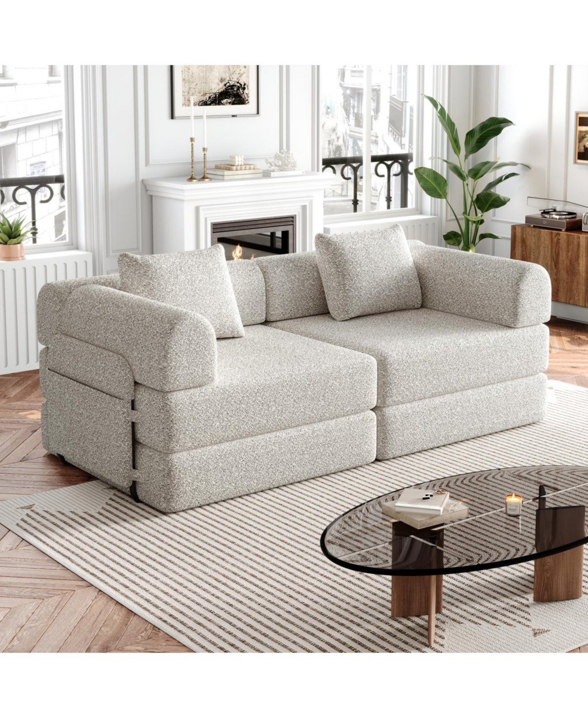 Streamdale Furniture Streamdale 72.4" Convertible Sofa Bed with Storage Pockets and Cushions