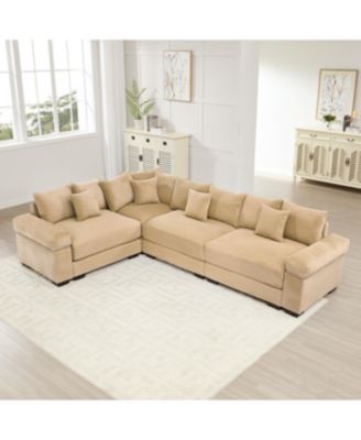 Streamdale Oversized Cloud Modular Sectional Couch with 12 Pillows, Camel