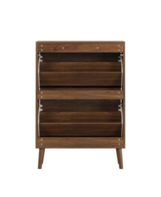 Medieval Modern Independent Shoe Cabinet, Walnut Shoe Storage Cabinet, Fence Shoe Cabinet