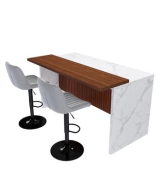 Black Marble Kitchen Island with LED Lighting & Grille Details