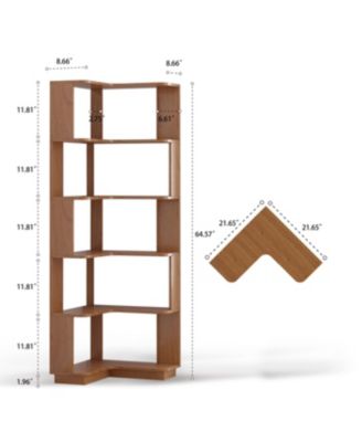 Streamdale 6 Tier L-Shaped Corner Bookshelf - Dark Oak