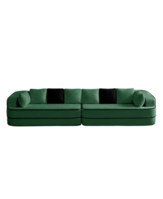 Streamdale Green 4-Seat Teddy Fabric Sofa with High Density Sponge - No Assembly Required