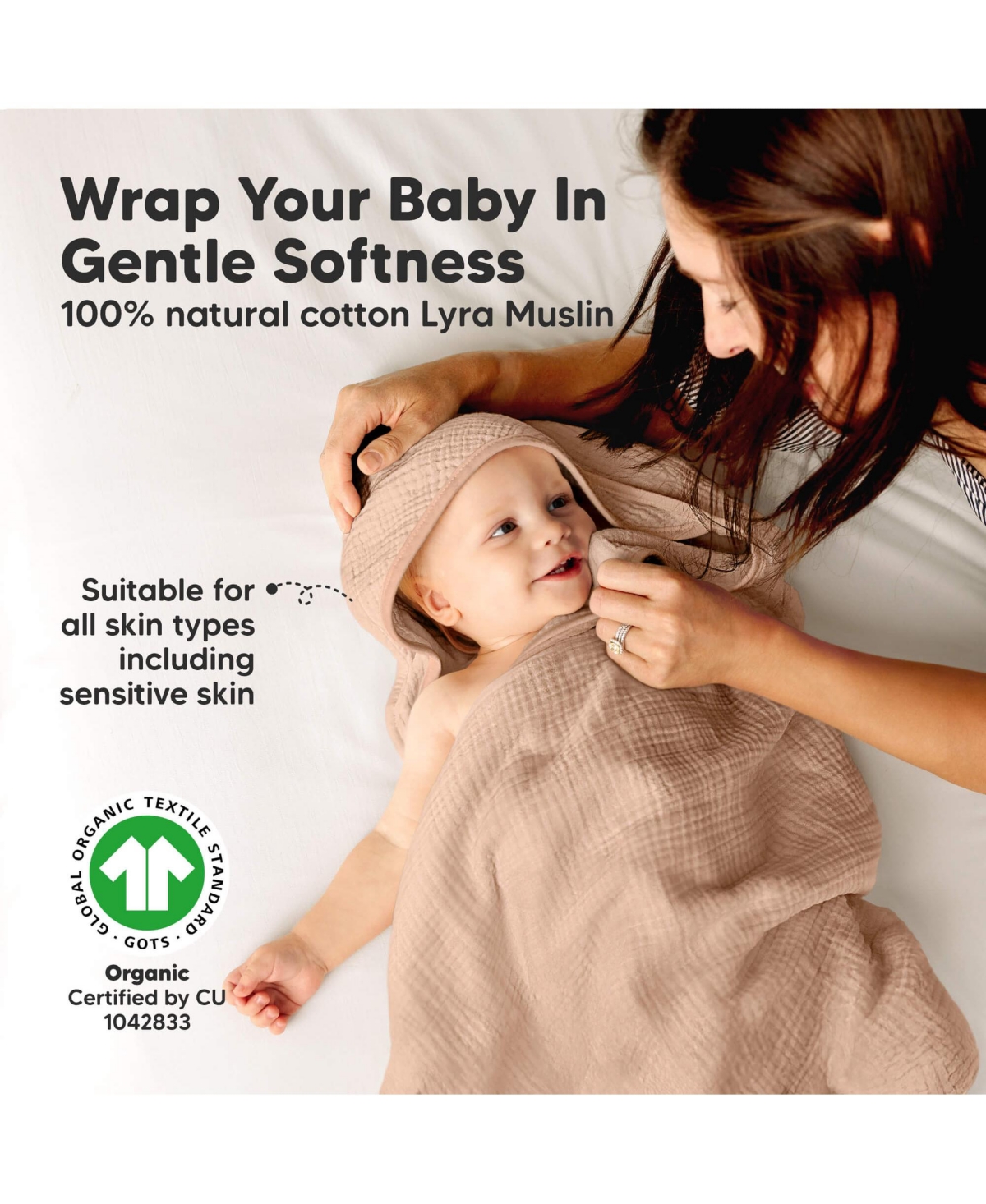 KeaBabies 2pk Lyra Muslin Baby Towels with Hoods for Girl, Boy, Soft, Absorbent, Cotton Hooded Bath