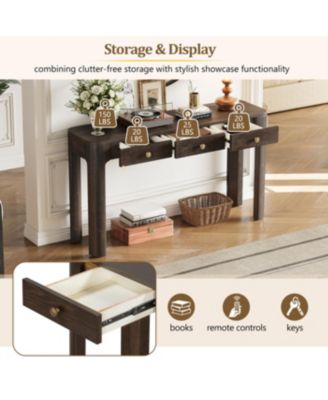 Streamdale Rustic Console Table with Curved Corners, 3 Drawers