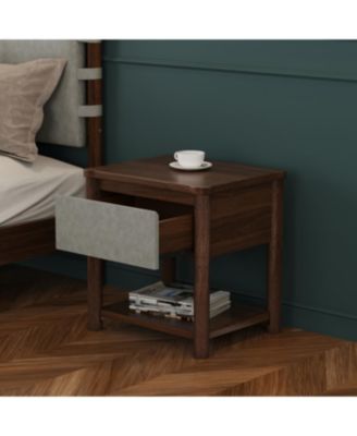 Streamdale Wood Nightstand, Modern Bedside Table with Drawer (Set of 2