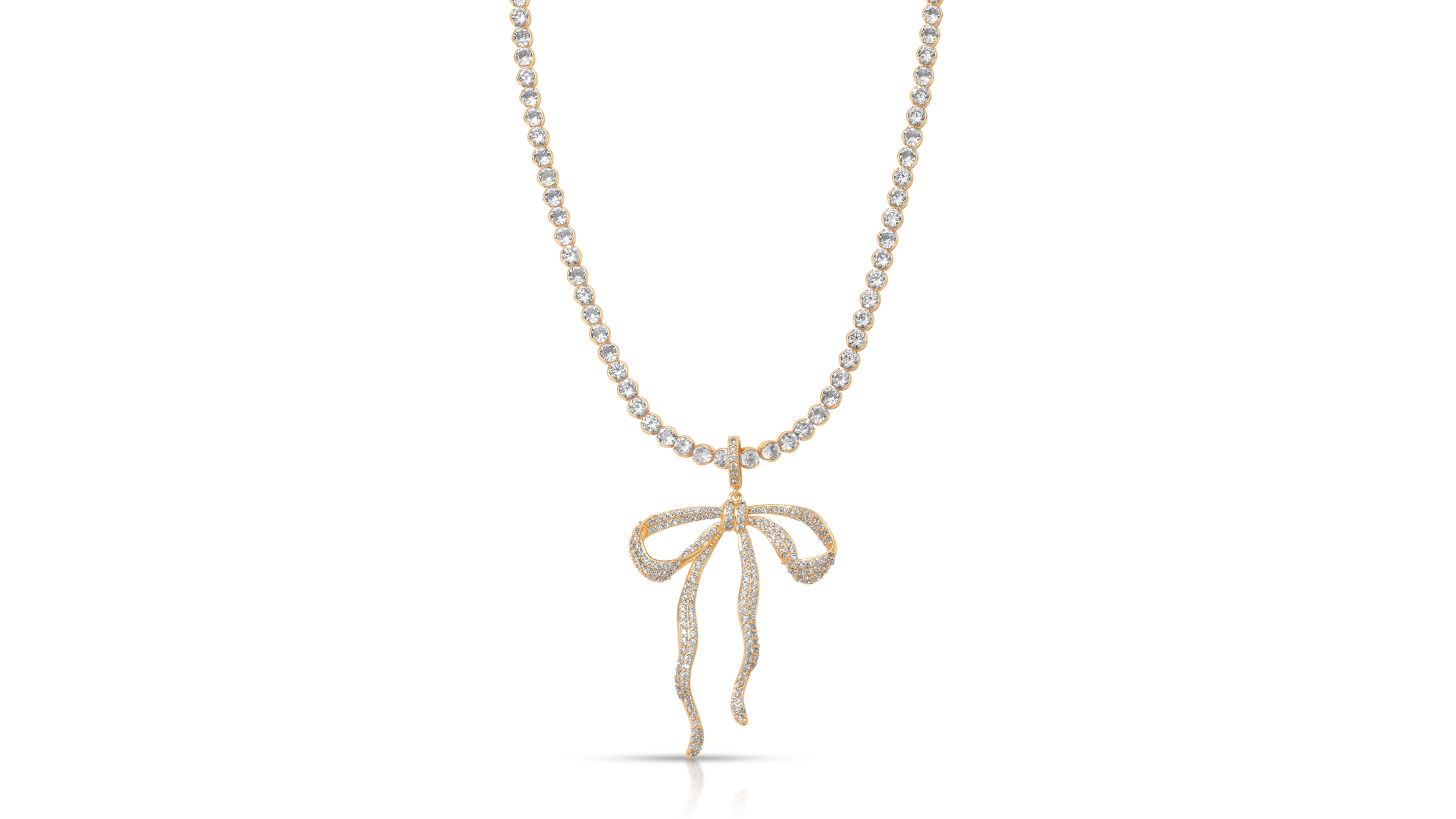Ettika Pave Bow Tennis Necklace