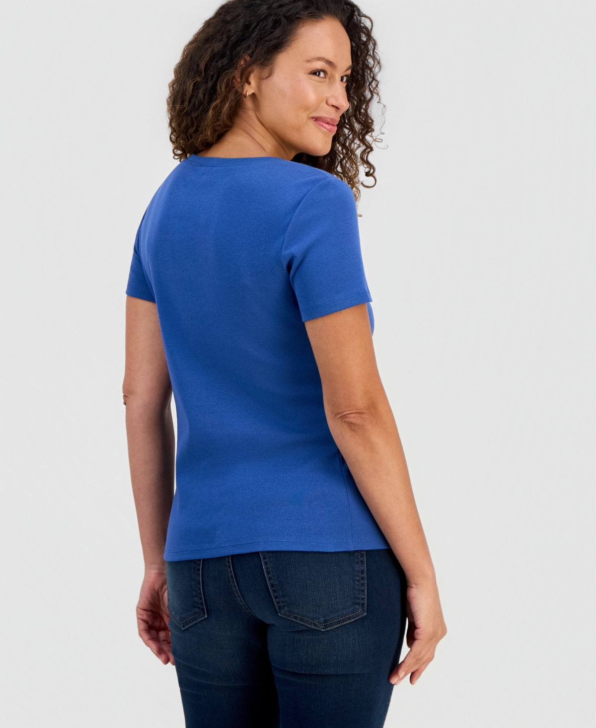 Style & Co Petite Cotton Henley Short-Sleeve T-Shirt, Exclusively at Macy's