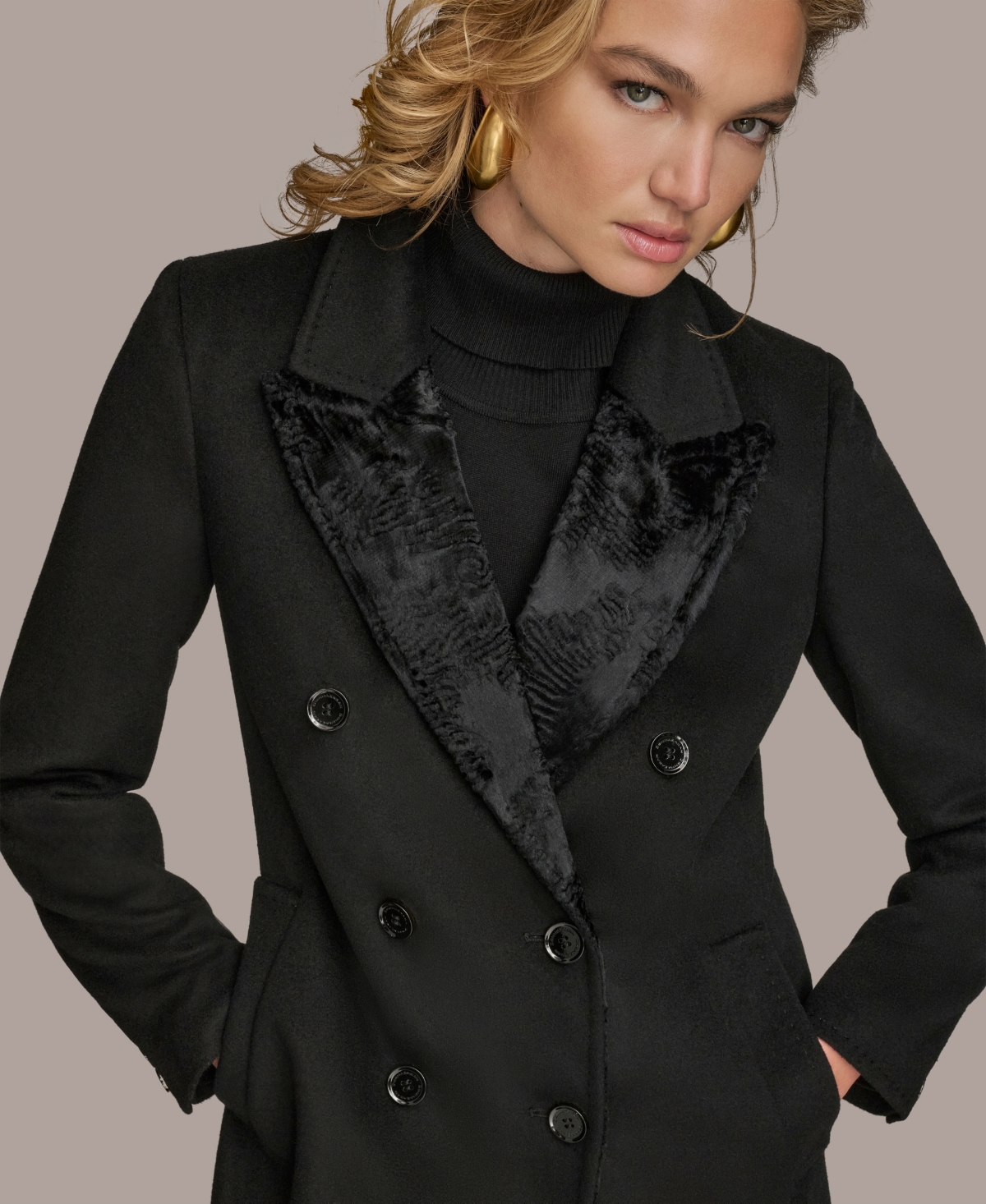 Donna Karan New York Women's Double-Breasted Reefer Coat