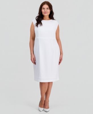 Plus Size Stretch-Crepe Cap-Sleeve Sheath Dress