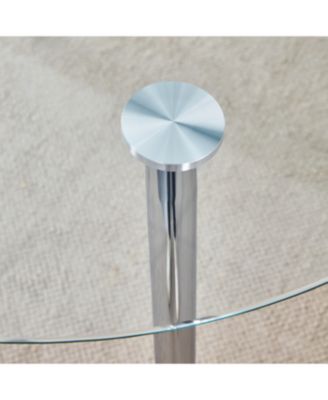  Glass Dining Table Set with 4 Black PU Chairs