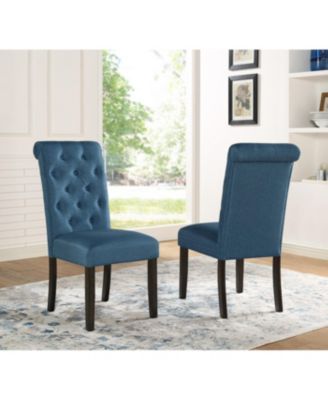  Urban Style Wood Dark Wash Turned-Leg Dining Set: Table and 4 Chairs, Blue