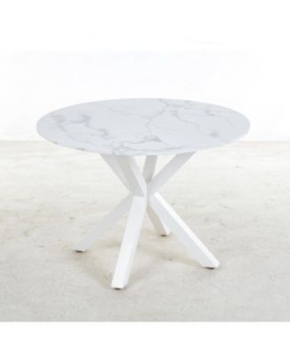 42.1" White Mid-century Dining Table with Round MDF Top