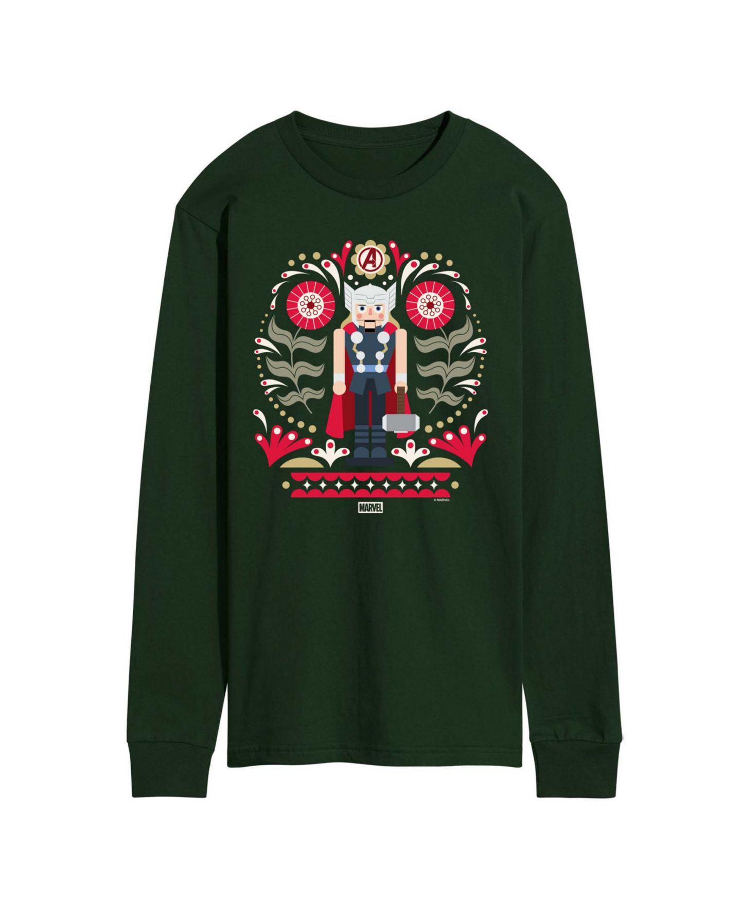 Мужская футболка AIRWAVES Thor Nutcracker Graphic Long-Sleeve, цвет: Тёмно-зелёный — фото 1