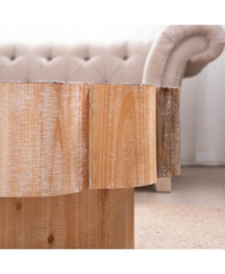 Streamdale Rustic Wood Flower Coffee Table - 31.7" Diameter Vintage Center Table